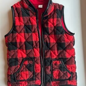 Red and Black Plaid Quilted Vest